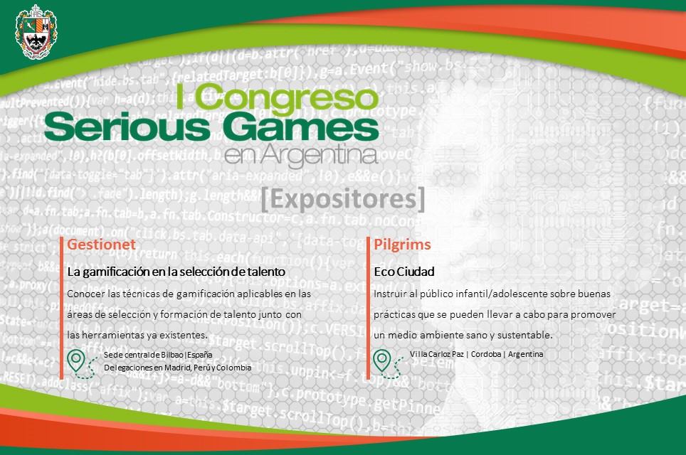 Cartel del I Congreso Serious Games en Argentina, donde participará Gestionet.